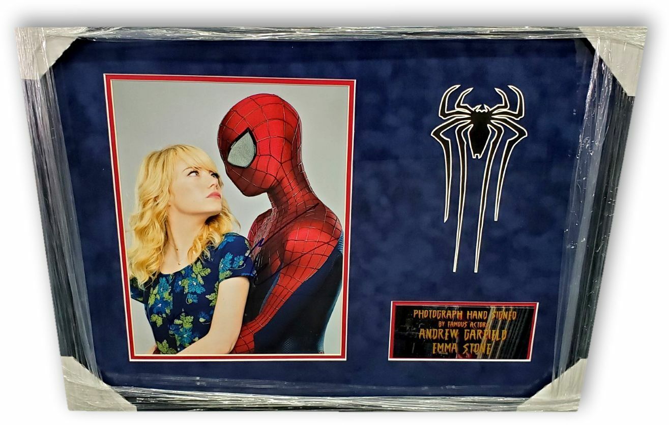 Andrew Garfield Emma Stone Dual Autographed 11X14 Photo Spider-Man Framed